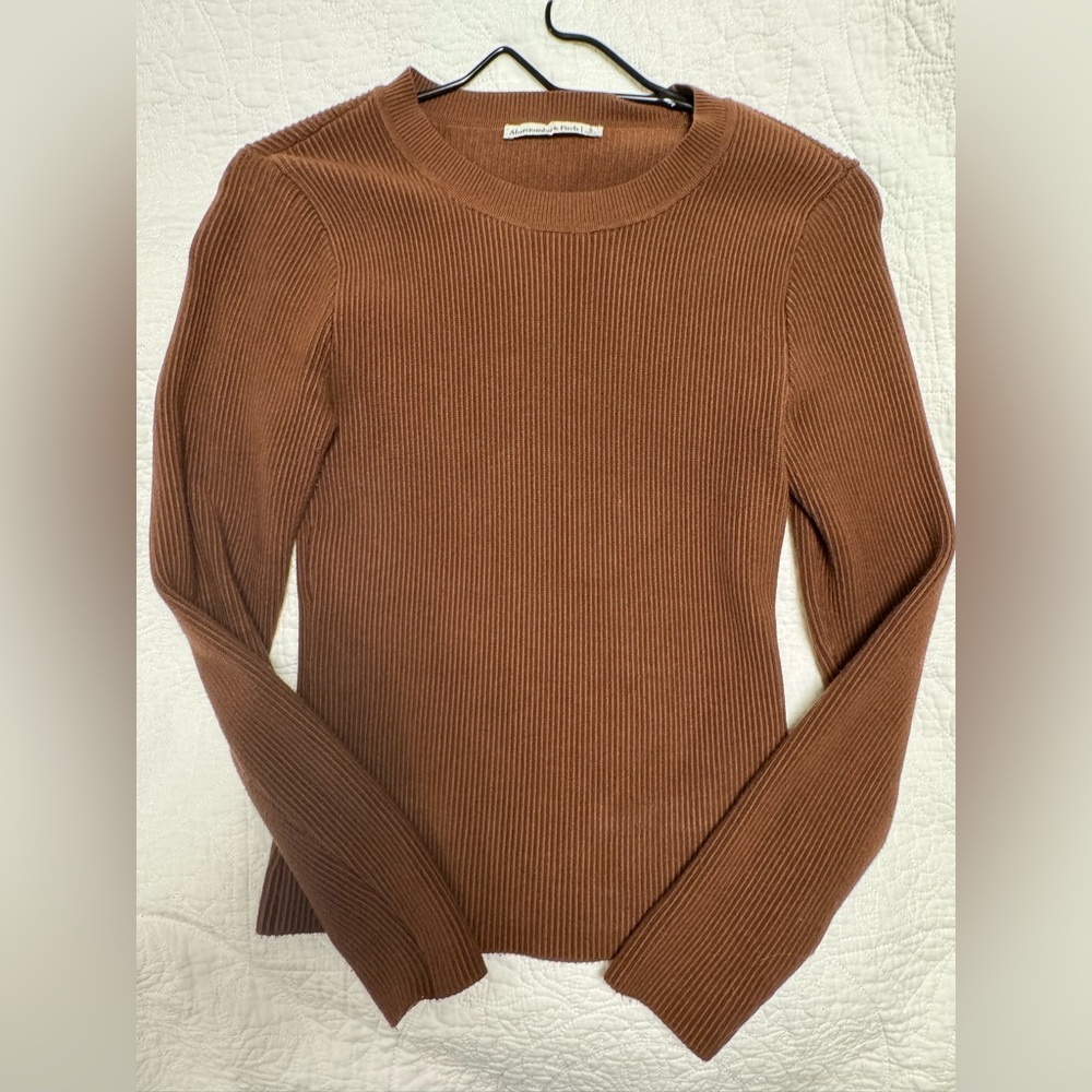 Abercrombie & Fitch Brown Ribbed Knit Top